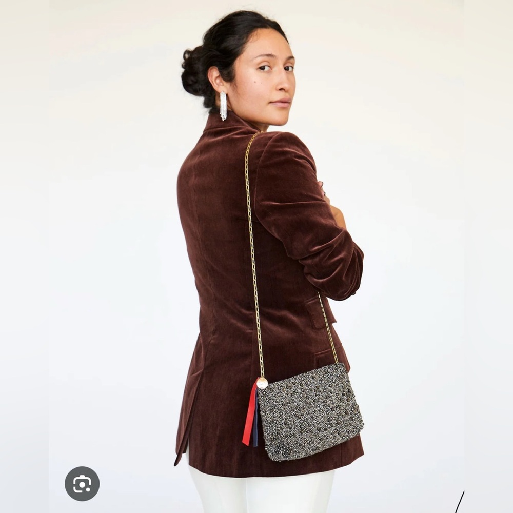 Clare V. Estelle Silver Beaded Beg